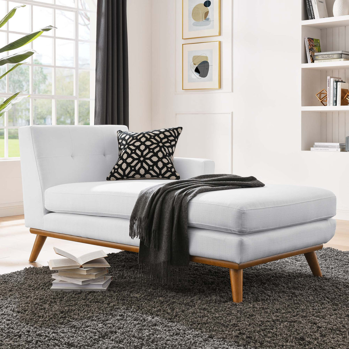 Right-Facing Upholstered Fabric Chaise 70 Inch