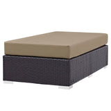 57" Espresso Mocha Outdoor Patio Rectangular Wicker Ottoman