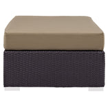 57" Espresso Mocha Outdoor Patio Rectangular Wicker Ottoman