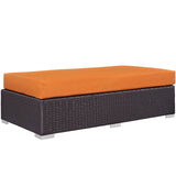 57" Espresso Orange Outdoor Patio Rectangular Wicker Ottoman