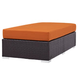 57" Espresso Orange Outdoor Patio Rectangular Wicker Ottoman