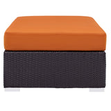 57" Espresso Orange Outdoor Patio Rectangular Wicker Ottoman