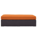 57" Espresso Orange Outdoor Patio Rectangular Wicker Ottoman