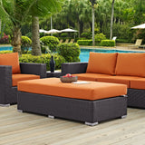 57" Espresso Orange Outdoor Patio Rectangular Wicker Ottoman