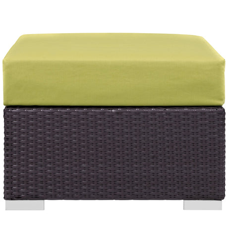25" Espresso Peridot Outdoor Patio Wicker Square Ottoman