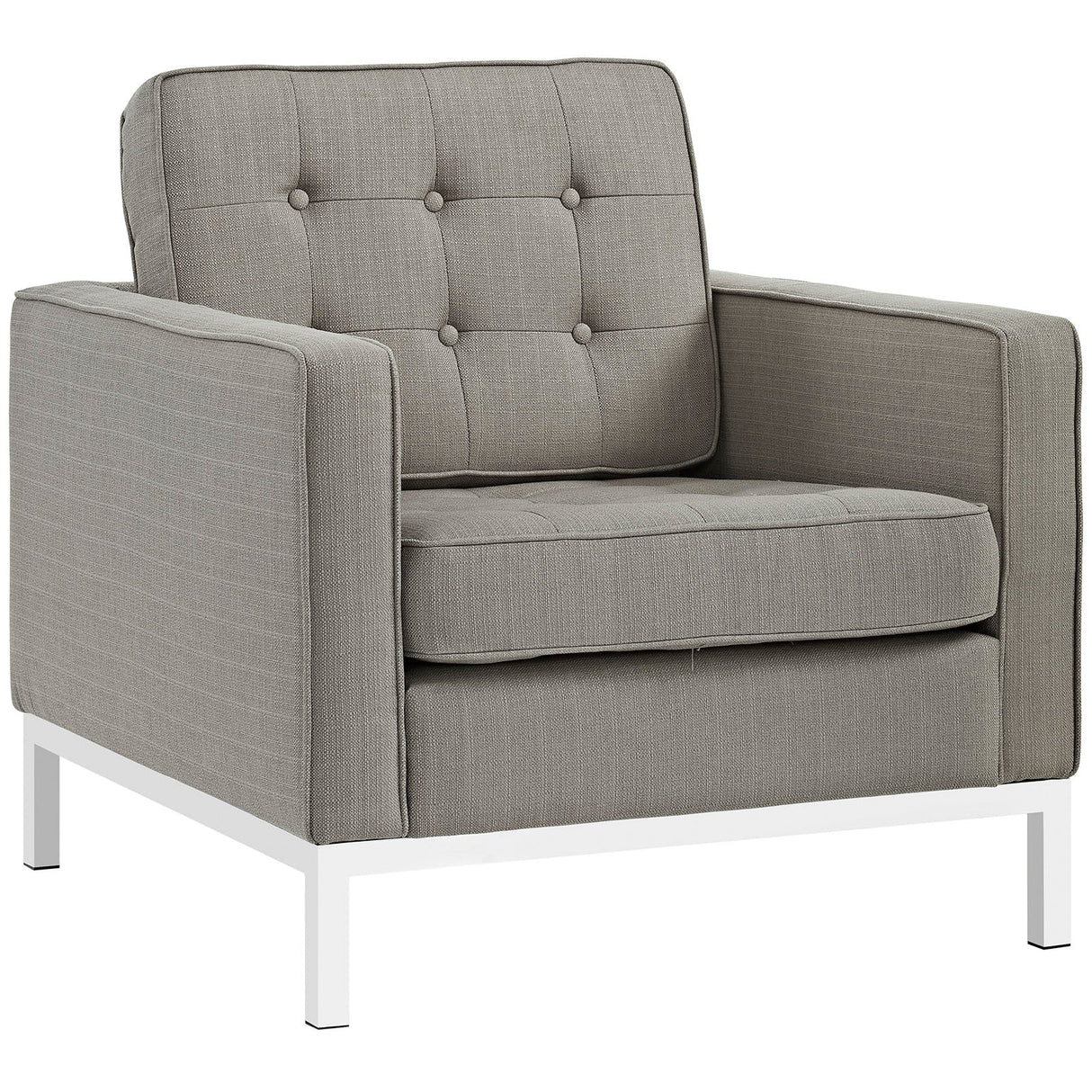 31 Inch Tufted Upholstered Fabric Armchair with Stainless Steel Frame