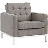 31 Inch Tufted Upholstered Fabric Armchair with Stainless Steel Frame
