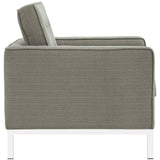 31 Inch Tufted Upholstered Fabric Armchair with Stainless Steel Frame
