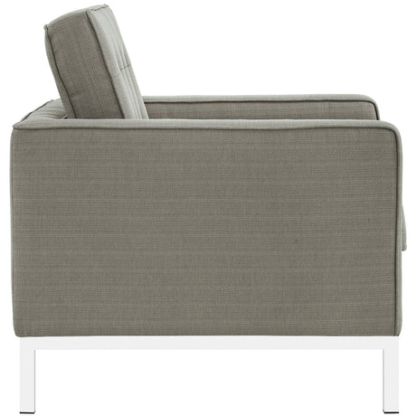 31 Inch Tufted Upholstered Fabric Armchair with Stainless Steel Frame