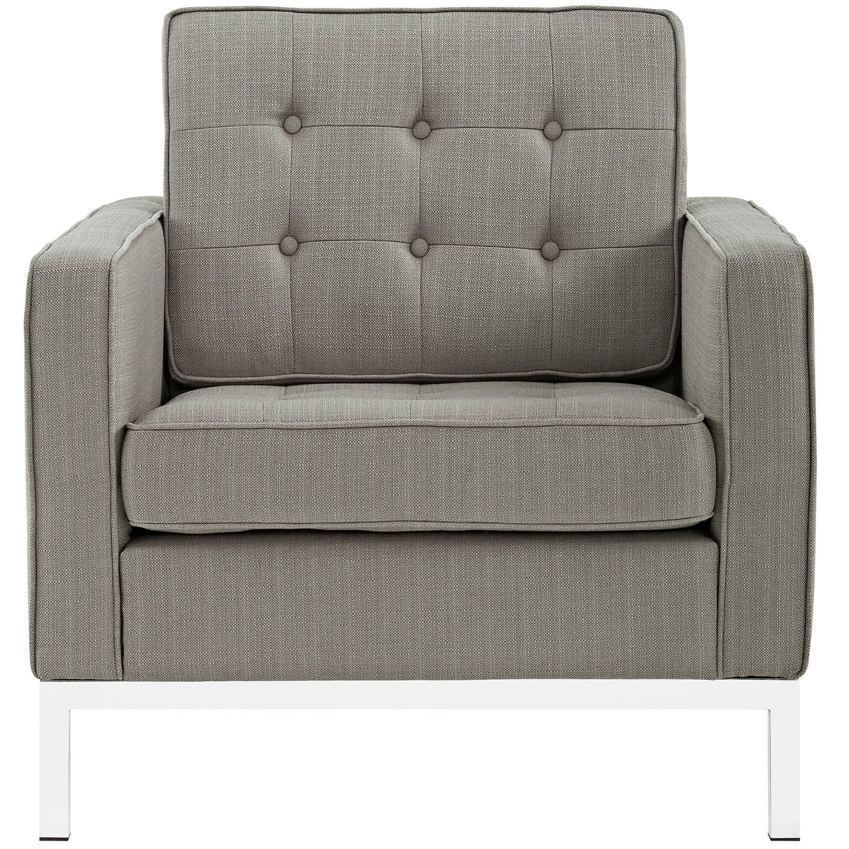 31 Inch Tufted Upholstered Fabric Armchair with Stainless Steel Frame