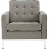 31 Inch Tufted Upholstered Fabric Armchair with Stainless Steel Frame
