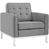 31 Inch Tufted Upholstered Fabric Armchair with Stainless Steel Frame
