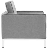 31 Inch Tufted Upholstered Fabric Armchair with Stainless Steel Frame