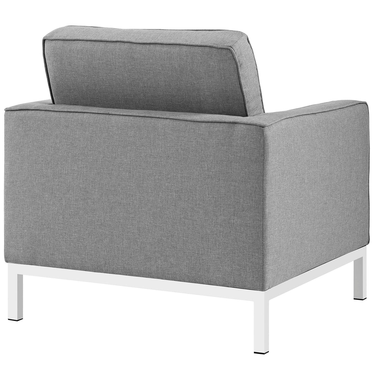 31 Inch Tufted Upholstered Fabric Armchair with Stainless Steel Frame