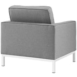 31 Inch Tufted Upholstered Fabric Armchair with Stainless Steel Frame