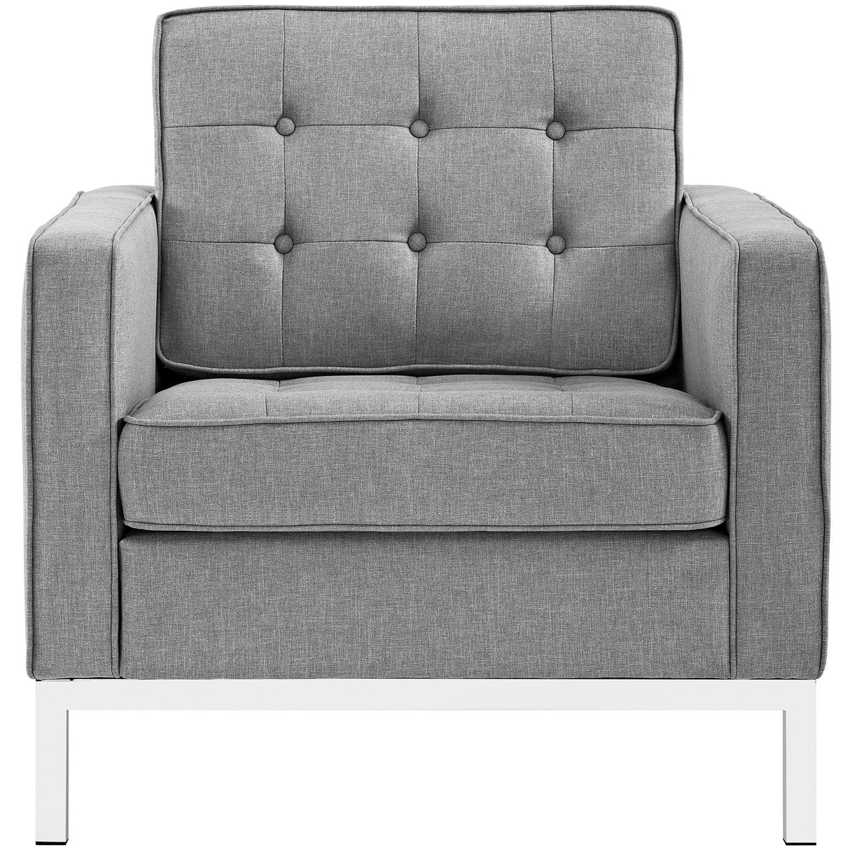 31 Inch Tufted Upholstered Fabric Armchair with Stainless Steel Frame