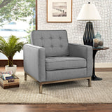 31 Inch Tufted Upholstered Fabric Armchair with Stainless Steel Frame