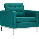 31 Inch Tufted Upholstered Fabric Armchair with Stainless Steel Frame