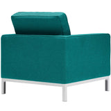 31 Inch Tufted Upholstered Fabric Armchair with Stainless Steel Frame