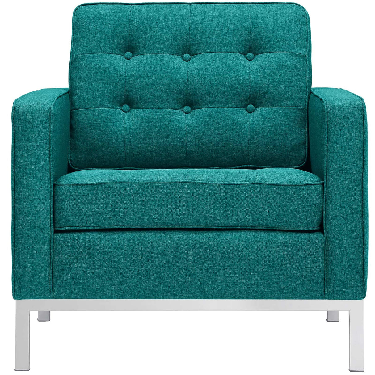 31 Inch Tufted Upholstered Fabric Armchair with Stainless Steel Frame