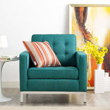 31 Inch Tufted Upholstered Fabric Armchair with Stainless Steel Frame