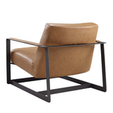 36 Inch Vegan Leather Accent Chair in Tan