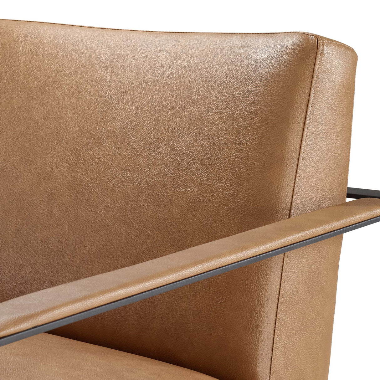 36 Inch Vegan Leather Accent Chair in Tan