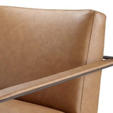 36 Inch Vegan Leather Accent Chair in Tan