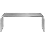 Brushed Stainless Steel Pipe Bench with Fourteen Continuous Tubes in Silver