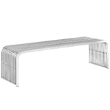 Brushed Stainless Steel Pipe Bench with Fourteen Continuous Tubes in Silver