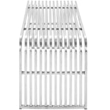 Brushed Stainless Steel Pipe Bench with Fourteen Continuous Tubes in Silver
