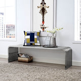 Brushed Stainless Steel Pipe Bench with Fourteen Continuous Tubes in Silver