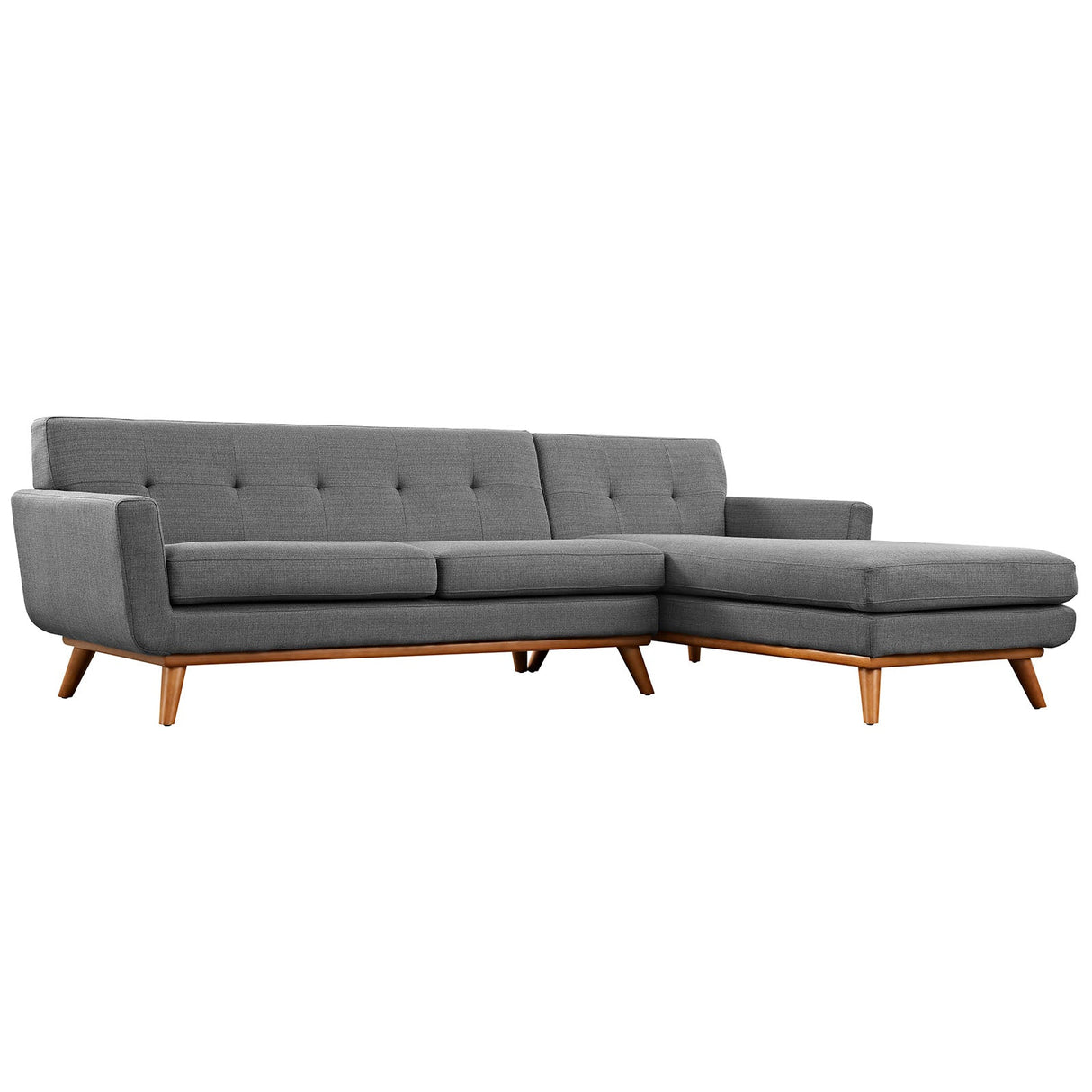 Right-Facing Upholstered Fabric Sectional Sofa - 110 Inch