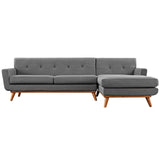 Right-Facing Upholstered Fabric Sectional Sofa - 110 Inch