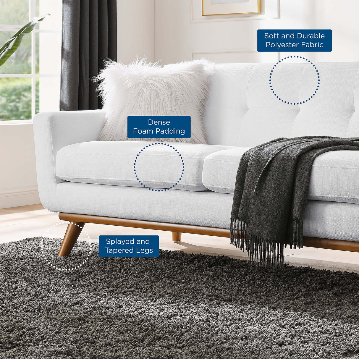 Right-Facing Upholstered Fabric Sectional Sofa - 110 Inch