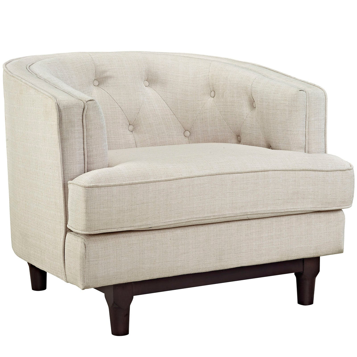 34 Inch Upholstered Fabric Button Tufted Armchair