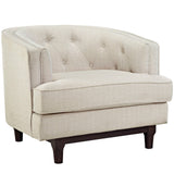 34 Inch Upholstered Fabric Button Tufted Armchair