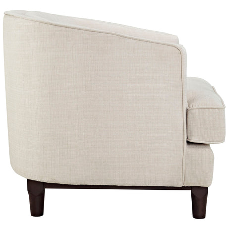 34 Inch Upholstered Fabric Button Tufted Armchair