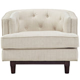 34 Inch Upholstered Fabric Button Tufted Armchair