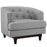 34 Inch Upholstered Fabric Button Tufted Armchair