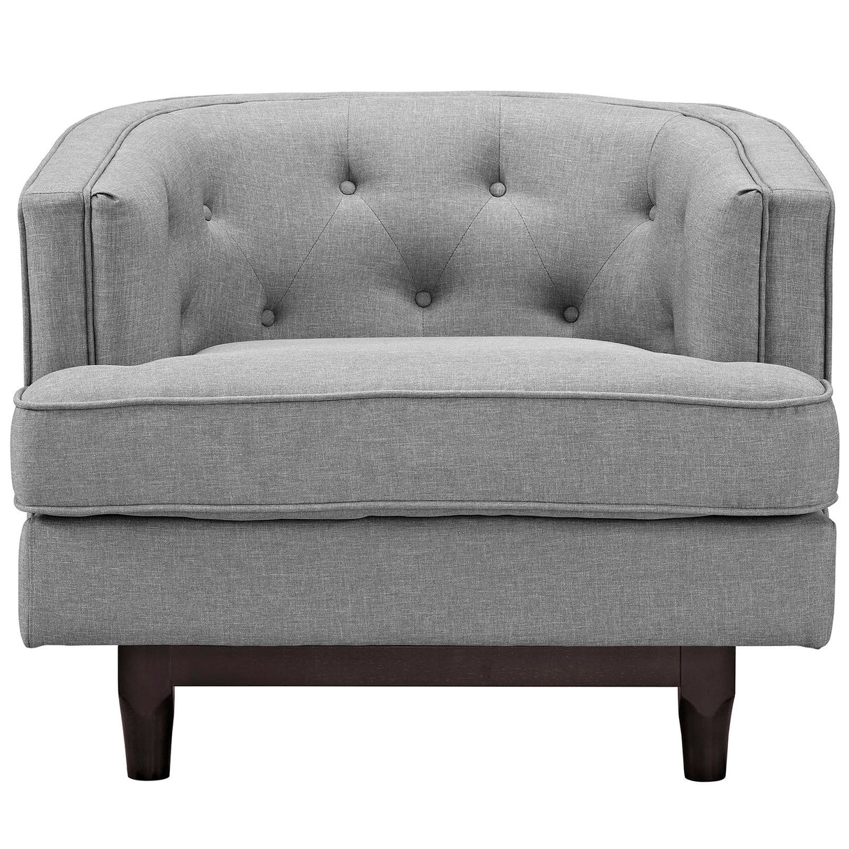 34 Inch Upholstered Fabric Button Tufted Armchair