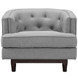 34 Inch Upholstered Fabric Button Tufted Armchair