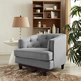 34 Inch Upholstered Fabric Button Tufted Armchair