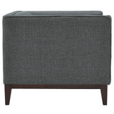 34 Inch Upholstered Fabric Armchair with Central Button Tufting in Gray
