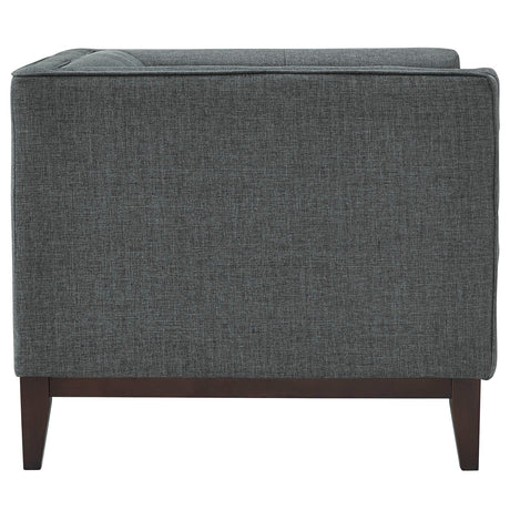 34 Inch Upholstered Fabric Armchair with Central Button Tufting in Gray