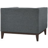 34 Inch Upholstered Fabric Armchair with Central Button Tufting in Gray