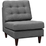 26 Inch Empress Mid-Century Modern Upholstered Fabric Armless Lounge Chair with Deep Button Tufting
