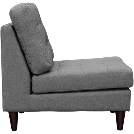 26 Inch Empress Mid-Century Modern Upholstered Fabric Armless Lounge Chair with Deep Button Tufting