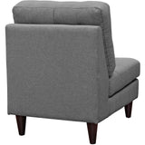 26 Inch Empress Mid-Century Modern Upholstered Fabric Armless Lounge Chair with Deep Button Tufting