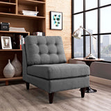 26 Inch Empress Mid-Century Modern Upholstered Fabric Armless Lounge Chair with Deep Button Tufting